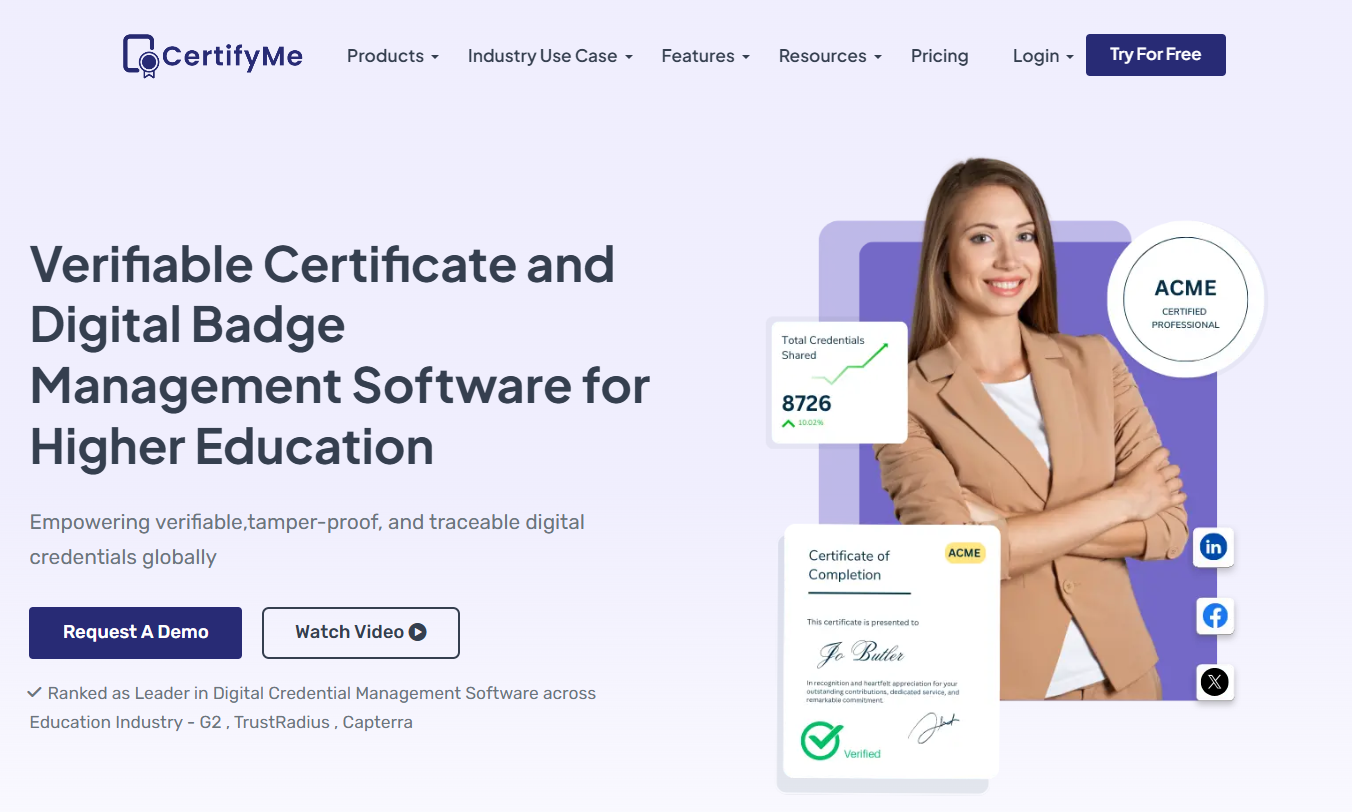 CertifyMe Home Page